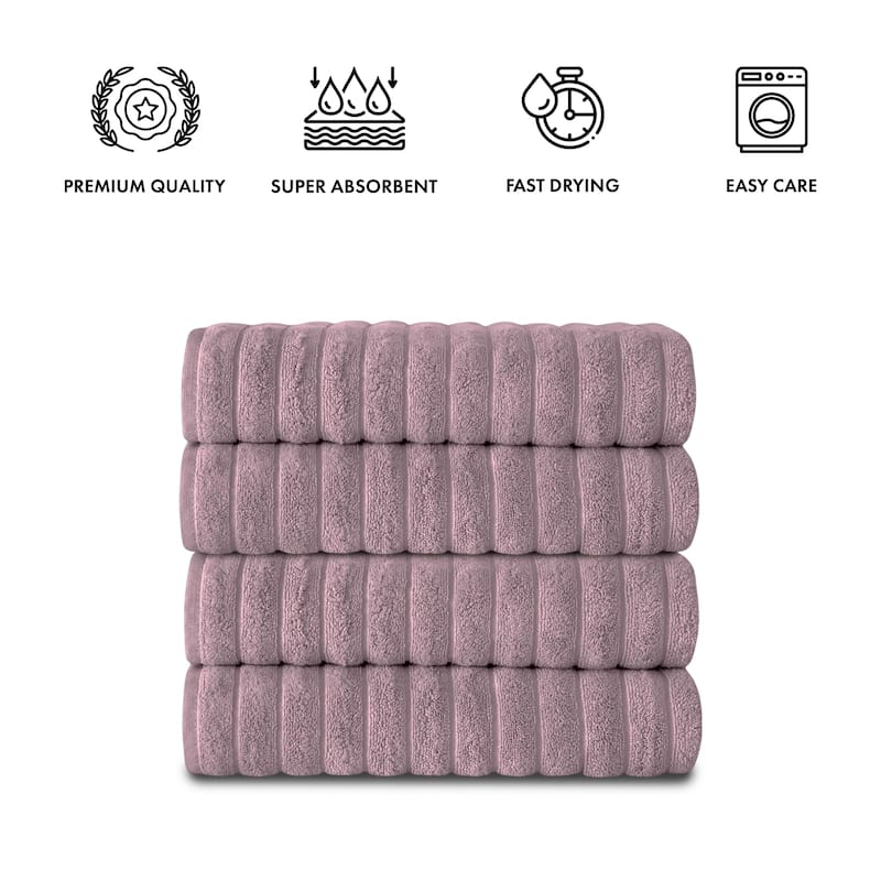 Brampton Turkish Cotton 4 Piece Bath Towels Set Heavyweight 27x54"