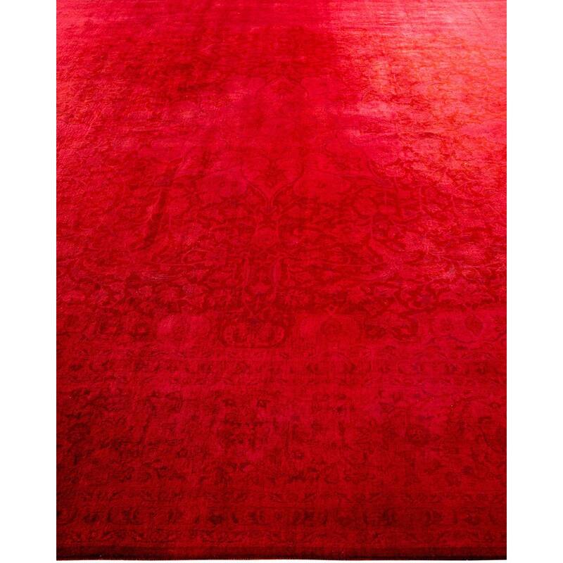 Overton Hand Knotted Wool Vintage Inspired Modern Contemporary Overdyed Pink Area Rug - 9' 0" x 12' 1"