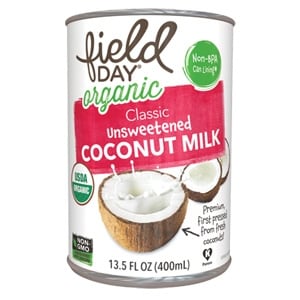 Field Day Organic Light Unsweetened Coconut Milk - Coconut Milk - Case of 12 - 13.5 FL oz.