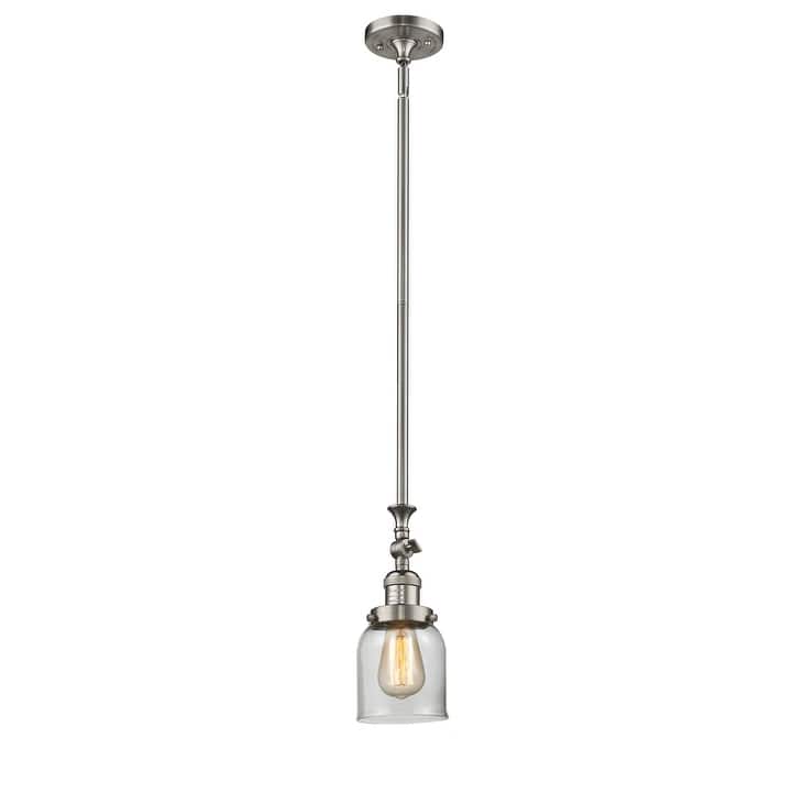 Innovations Lighting Small Bell 5" Wide Adjustable Mini Pendant - Brushed Satin Nickel / Clear