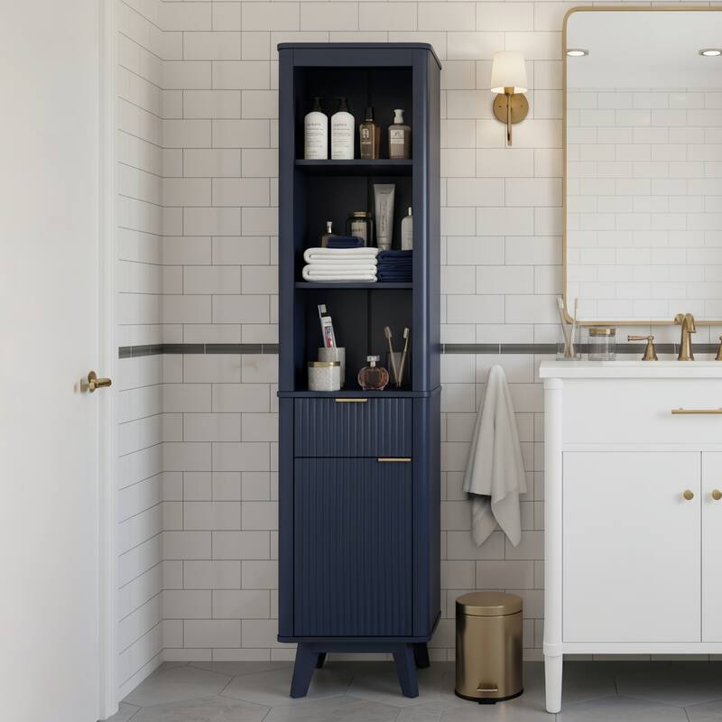 68" H Tall Bathroom Storage Cabinet with Adjustable Shelves and One Drawer & Door, Storage Cabinet for Bathroom, Living Room