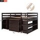 preview thumbnail 4 of 7, Full Size Low Loft Bed with Storage Cabinet, Rolling Portable Desk & 2-Tier Bookshelf, Study Wood Bedframe for Kids Teens Adults