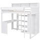 preview thumbnail 13 of 11, Elegant Sturdy Wood Twin Loft bed with Multiple Storage Shelves and Wardrobe, Built-in desk and Full-length Guardrails, White