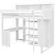 preview thumbnail 14 of 12, Wood Twin Size Loft bed with Multiple Storage Shelves and Wardrobe, White