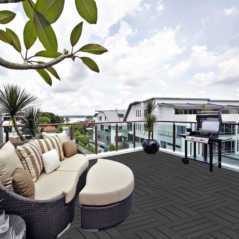 Plastic Interlocking Deck Tiles, 12.00"x12.00"(Pack of 44), Patio Flooring Outdoor Waterproof All Weather Use
