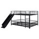 preview thumbnail 4 of 18, Black Full over Full Size Metal Bunk Bed with Slide and Guardrails for Kids