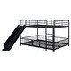 preview thumbnail 24 of 38, Full over Full Size Metal Bunk Bed with Slide and Guardrails for Kids, Boys and Girls, Bedroom