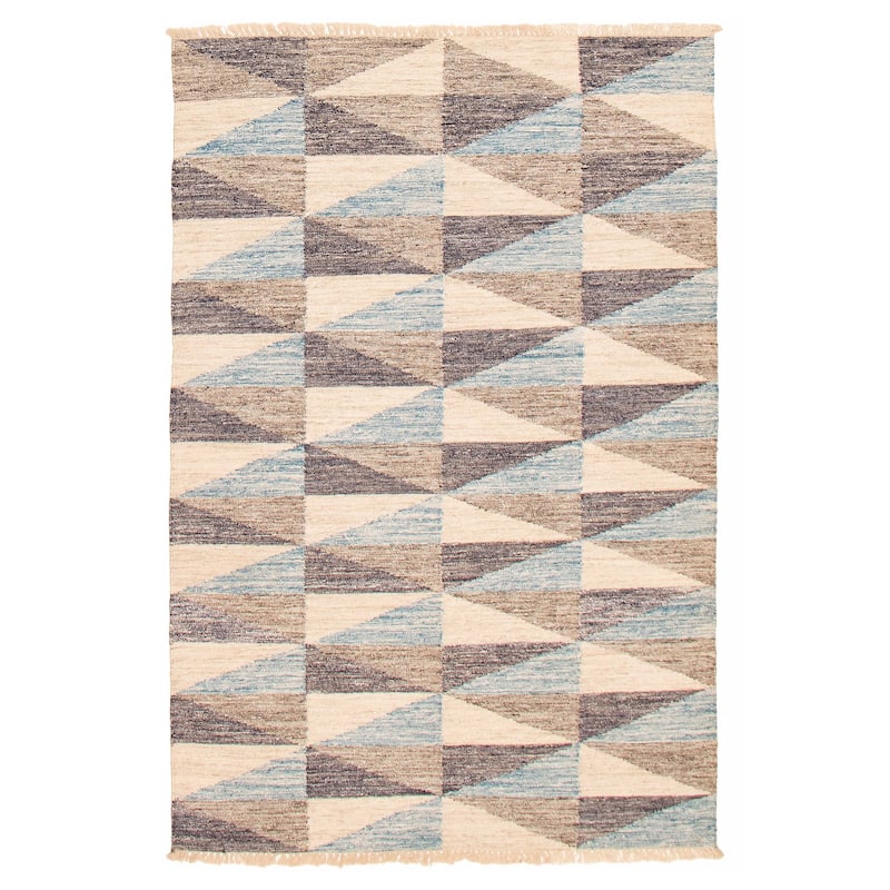 Ankara FW Blue, Cream Kilim 5'2" x 7'9" - 5'2 x 7'9 - Blue/ Cream - 5'2 x 7'9
