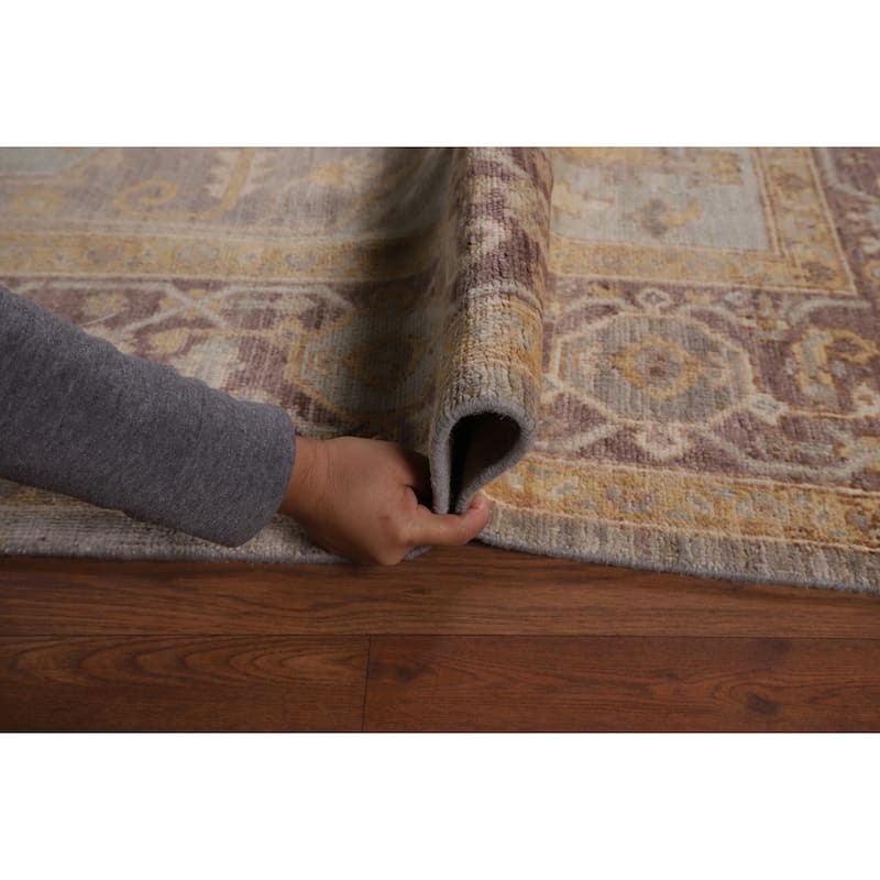Vegetable Dye Oushak Turkish Rug Hand-Knotted Grey Wool Carpet - 8'2"x 10'1"
