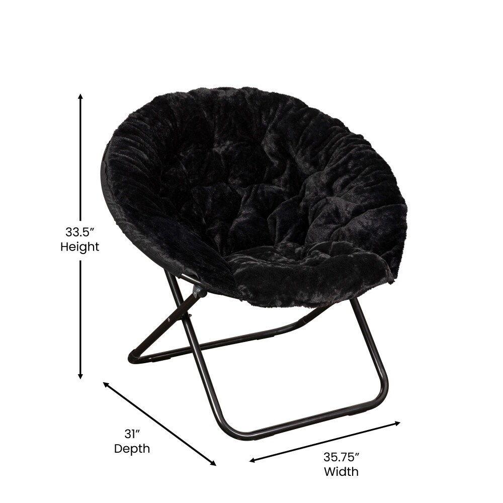 Folding XL Faux Fur Saucer Chair for Dorm or Bedroom On Sale