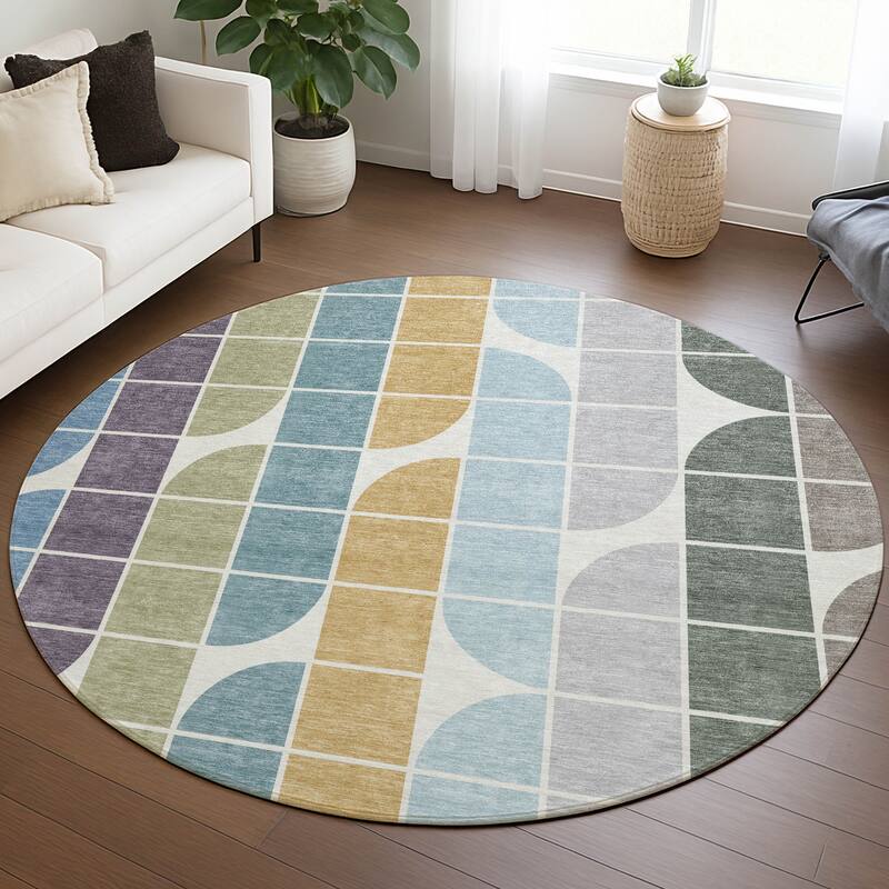 Machine Washable Indoor/ Outdoor Modern Finch Chantille Rug
