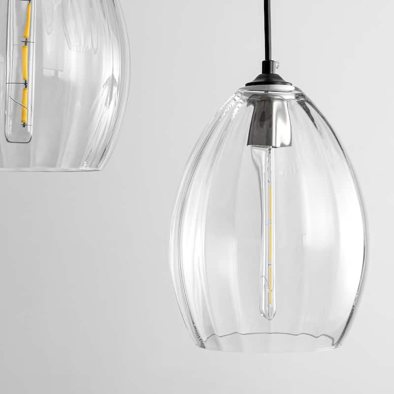 5-Light Modern Cluster Black Pendant Light with Glass Shade