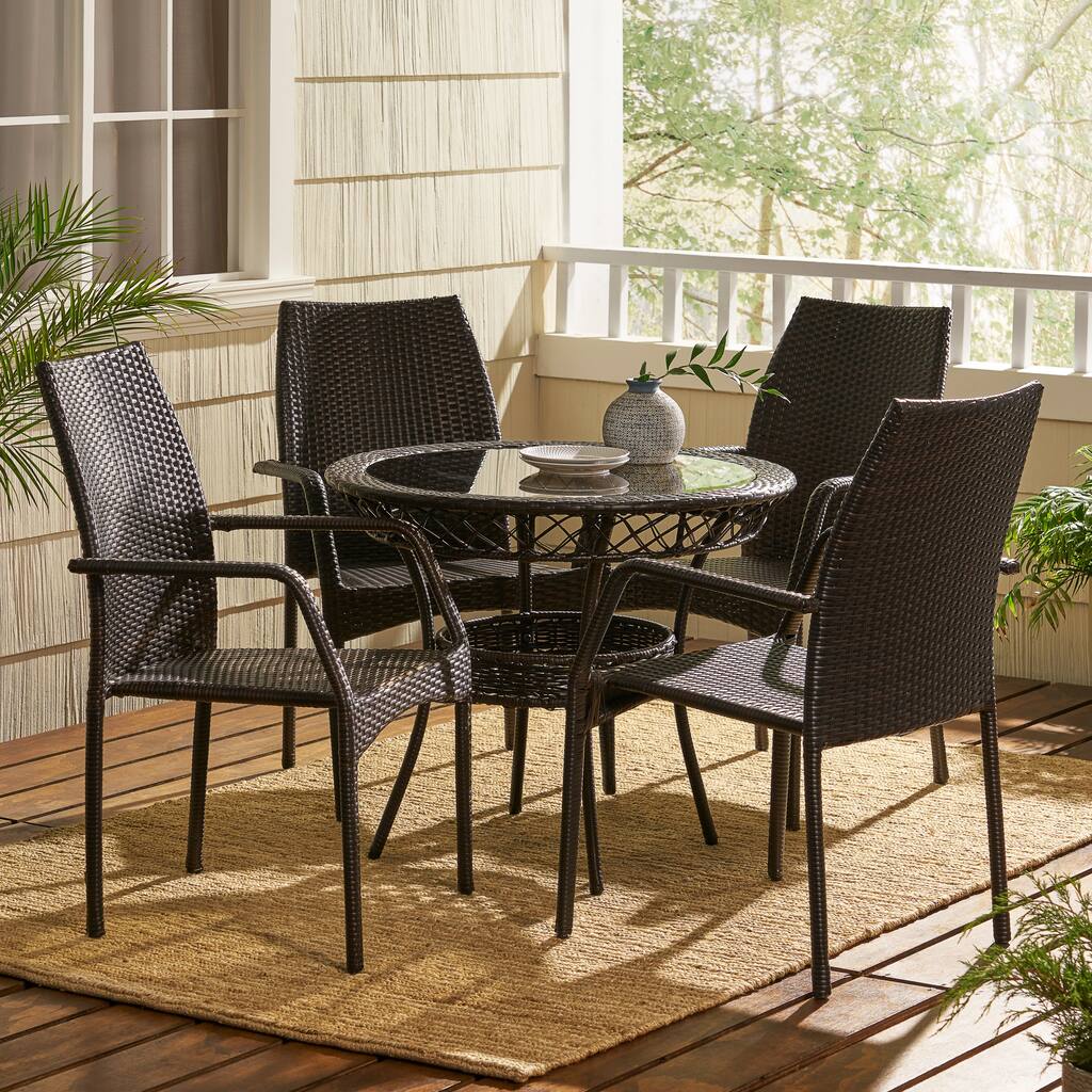 Lisbon Outdoor 5-piece Wicker Dining Set by Christopher Knight Home