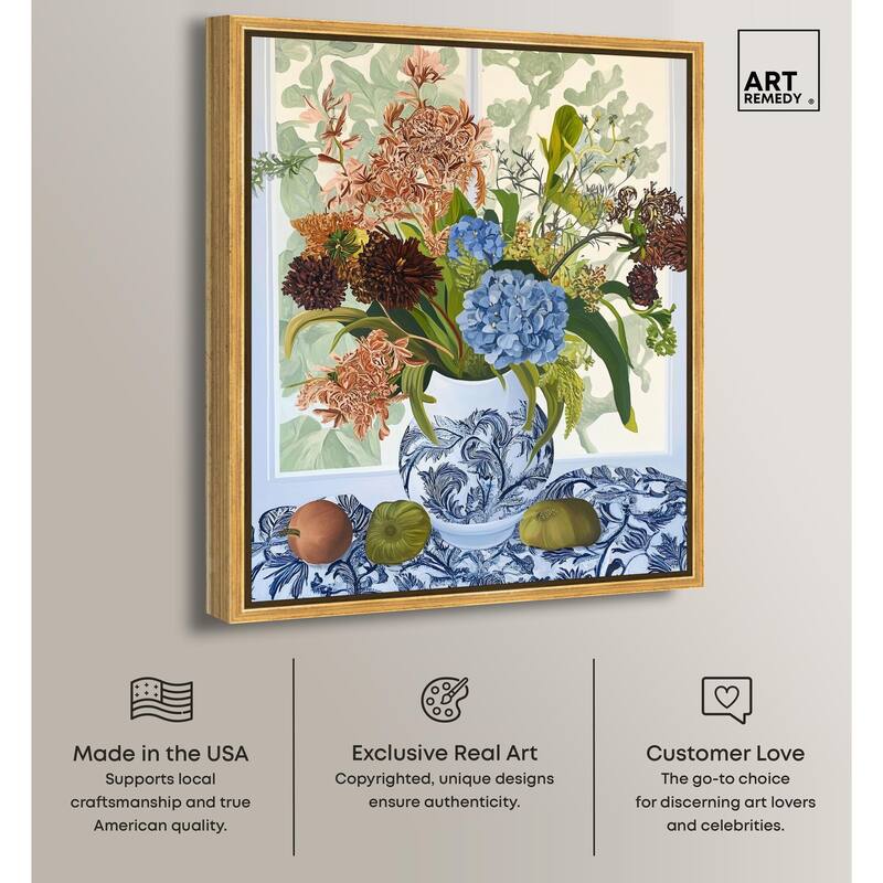 Blue Vase Bounty Canvas by Art Remedy