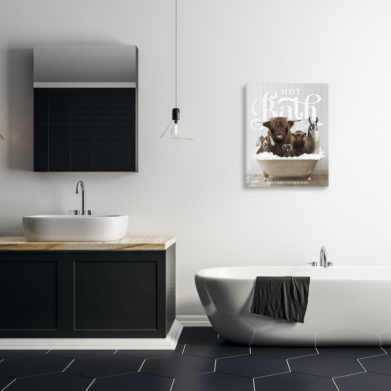 Stupell Farm Animals in Bath Canvas Wall Art Design by Lettered and Lined