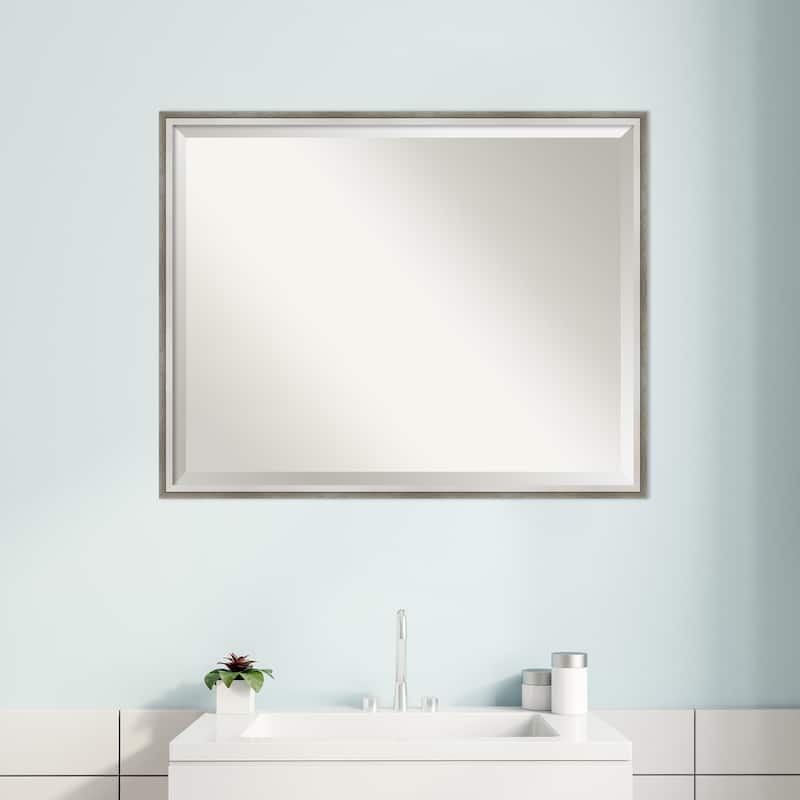 Beveled Wood Bathroom Wall Mirror - Lucie Frame
