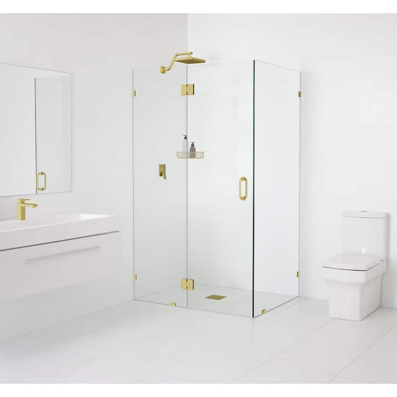 Glass Warehouse 78" x 36" x 34" Frameless 90 Degree Shower Enclosure - Glass Hinge