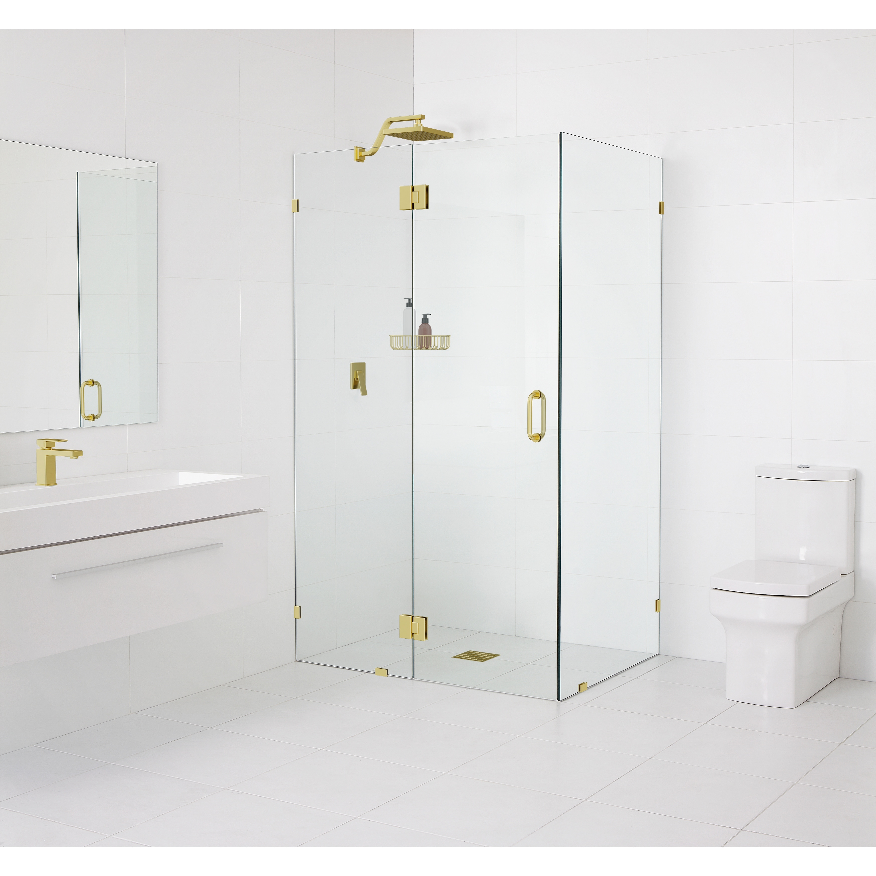 Glass Warehouse 78" x 50" x 46" Frameless 90 Degree Shower Enclosure - Glass Hinge