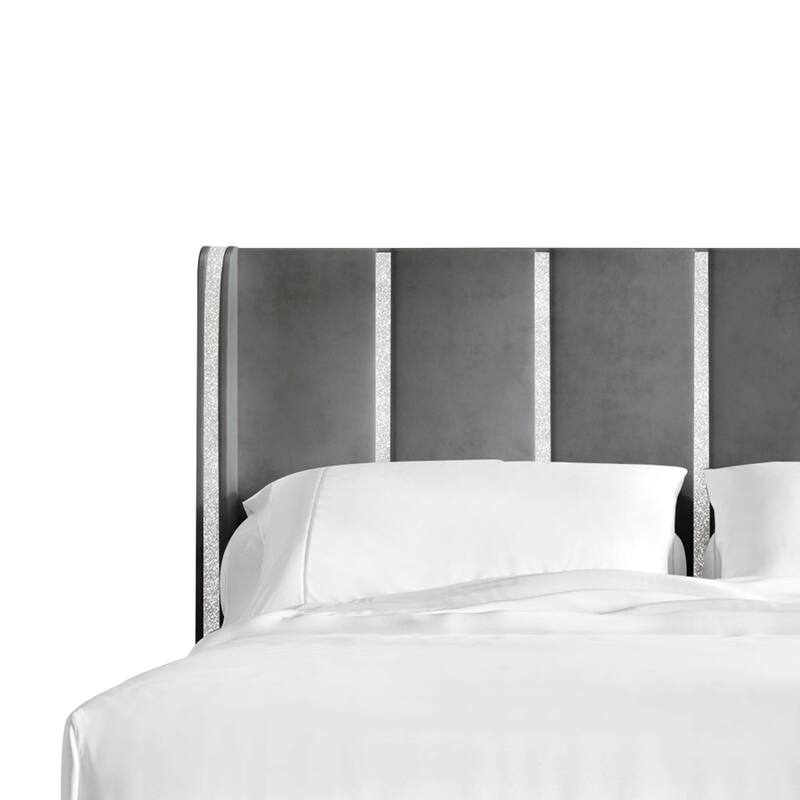 CraftPorch Luxurious Crystal Diamond Strip Velvet Upholstered Bed