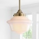preview thumbnail 24 of 66, Cleo Adjustable Drop Metal/Glass LED Pendant, by JONATHAN Y 7.25" - Brass Gold/White