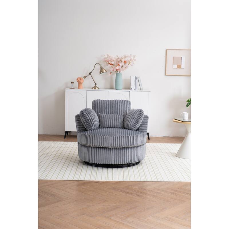 Corduroy Swivel Chair with 4 Pillows