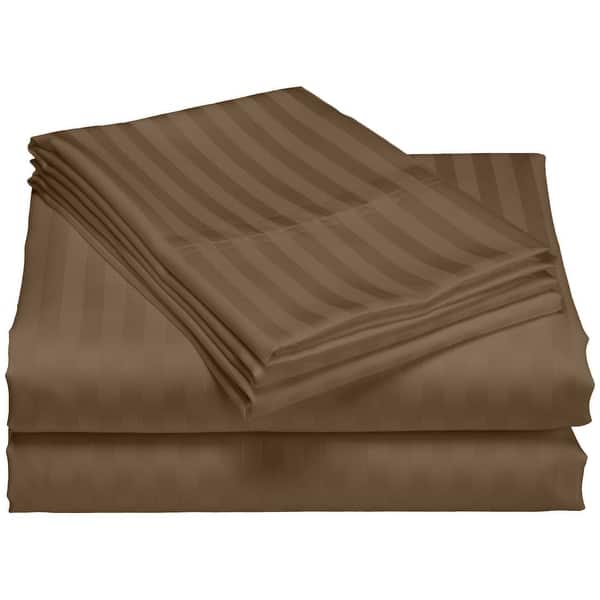 1200 Thread Count Cotton Deep Pocket Luxury Sheet Set - Brown - Queen