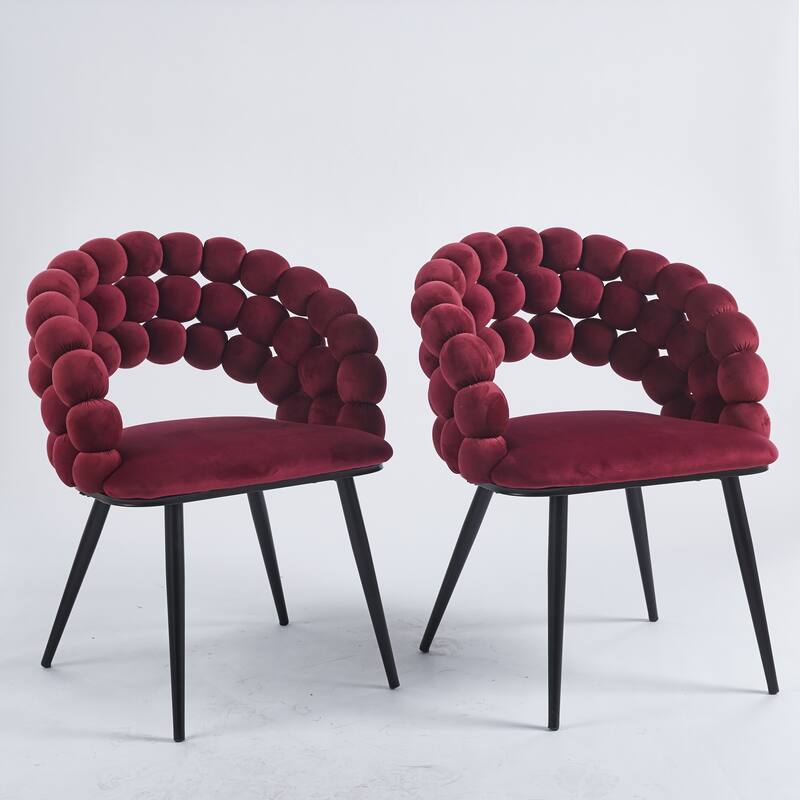 Fabric Modern Chairs (Set of 2) with Golden Iron Tube Legs, Soft Cushions, and Comfortable Backrest