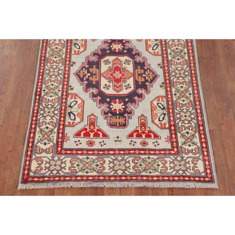 Kazak Oriental Foyer Rug Handmade Wool Carpet - 3'5" x 4'10"