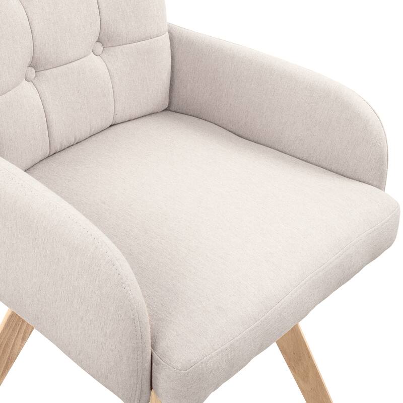 Art Leon Upholstered Dining Swivel Armchair with Tufted Back