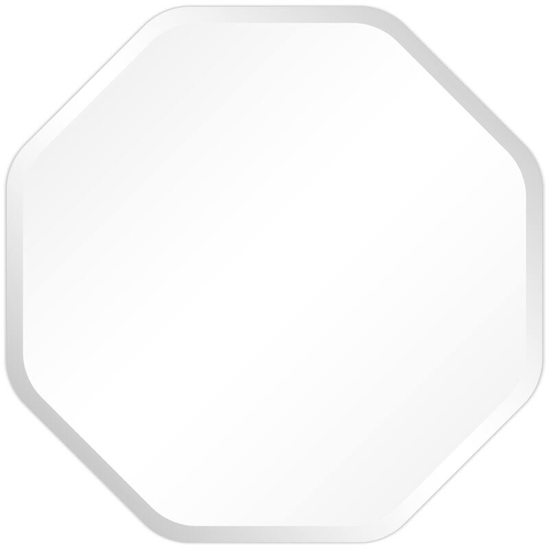 Frameless Beveled Octagonal Black Matte Finished Wall Mirror - 28" x 28" x 0.6"