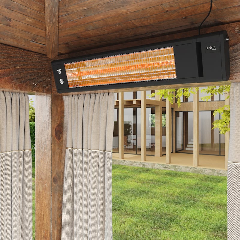 Cozywor Infrared Outdoor Electric Space Heater, Wall Mounted Heater, 1500 W, Remote Control 29" x 6", Black - N/A - Black