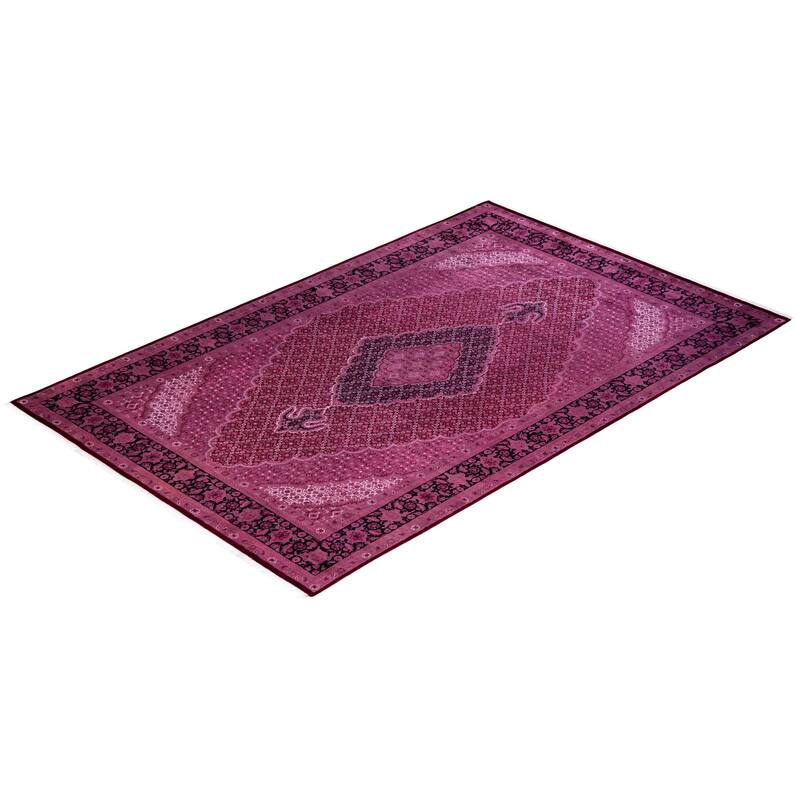 Fine Vibrance One-of-a-Kind Hand-Knotted Area Rug - Pink, 6' 1" x 9' 5" - 6' 1" x 9' 5"