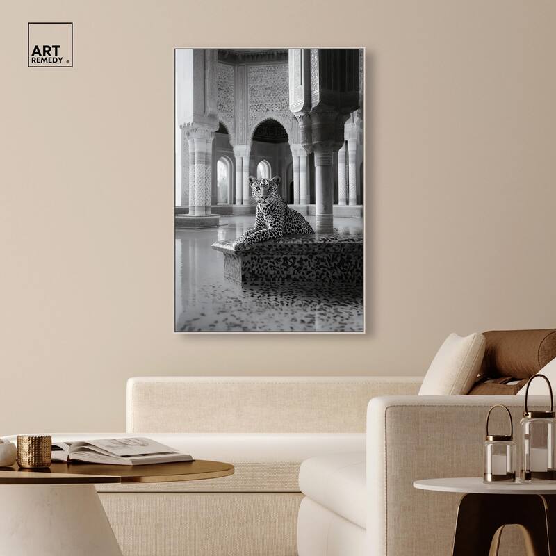 Peaceful Posing Leopard Noir Canvas by Art Remedy