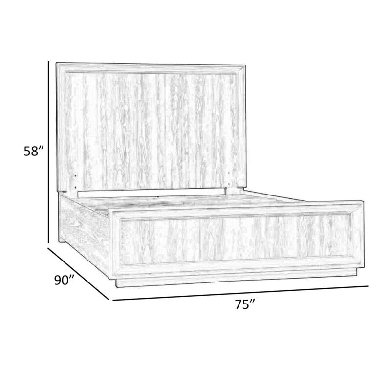 Maxi California King Platform Bed, High Headboard, Wire Brushed Wood, Beige