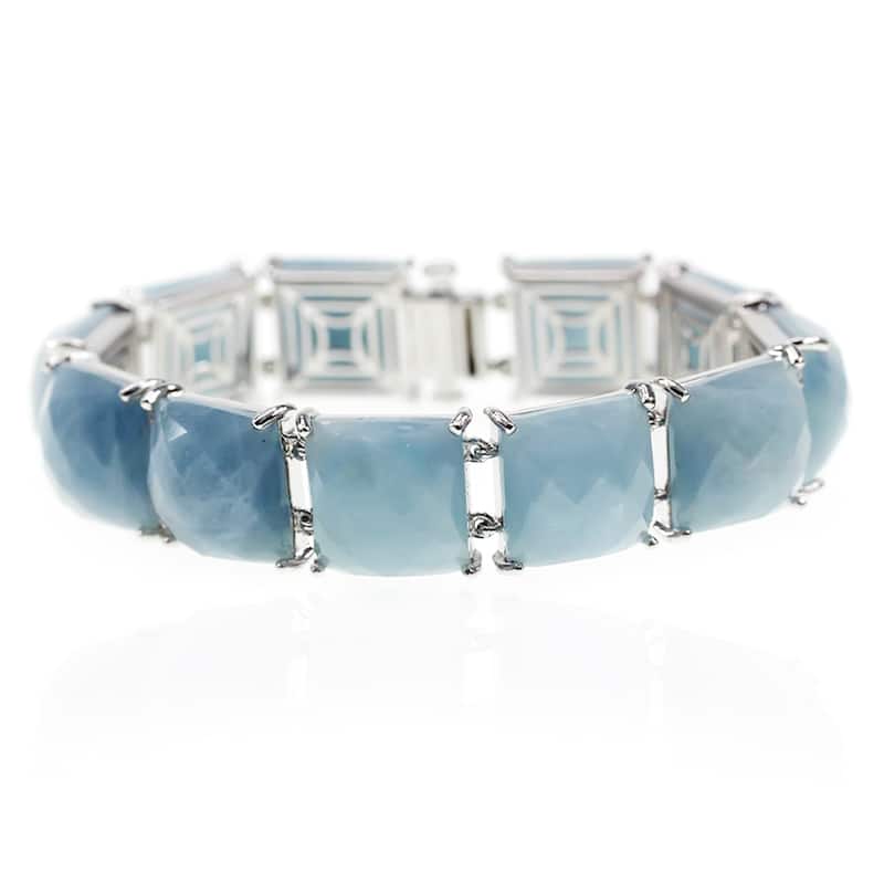 Sterling Silver 165.99Ctw Milky Aquamarine Bracelet Sz 7.25