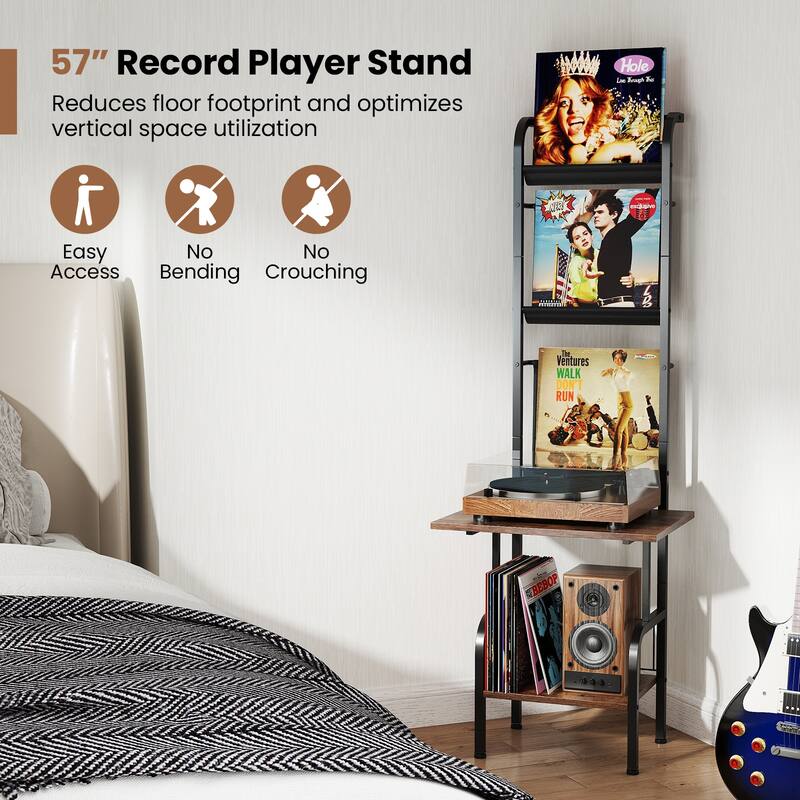 Gymax 5-Tier Record Player Stand w/ Vinyl Display Shelf Record Player