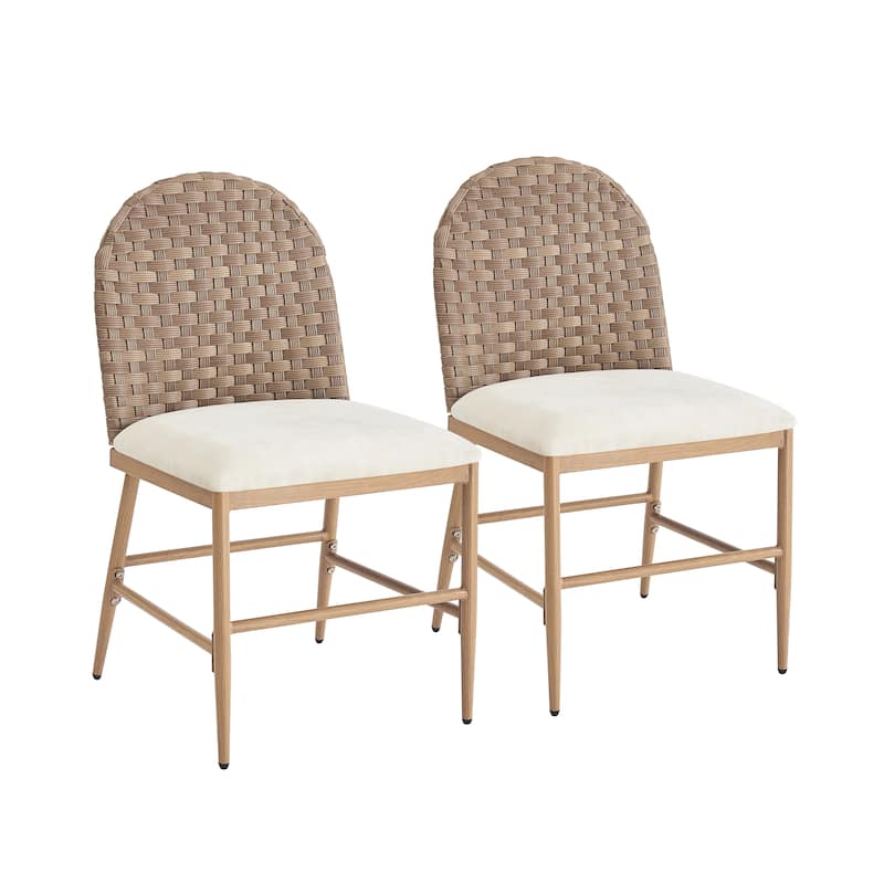 Christopher Knight Home - Marlowe Upholstered Armless Barstool with Iron Frame and Rattan Back (Set of 2)