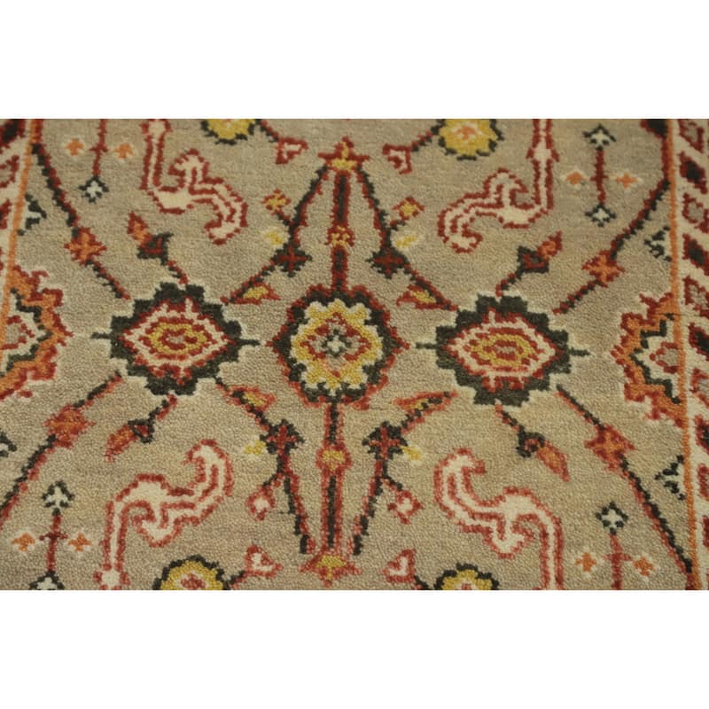 Hand-knotted Transitional Wool Carpet Beige Oushak Rug Floral Oriental Area Rug - 5' 2'' X 3' 0''