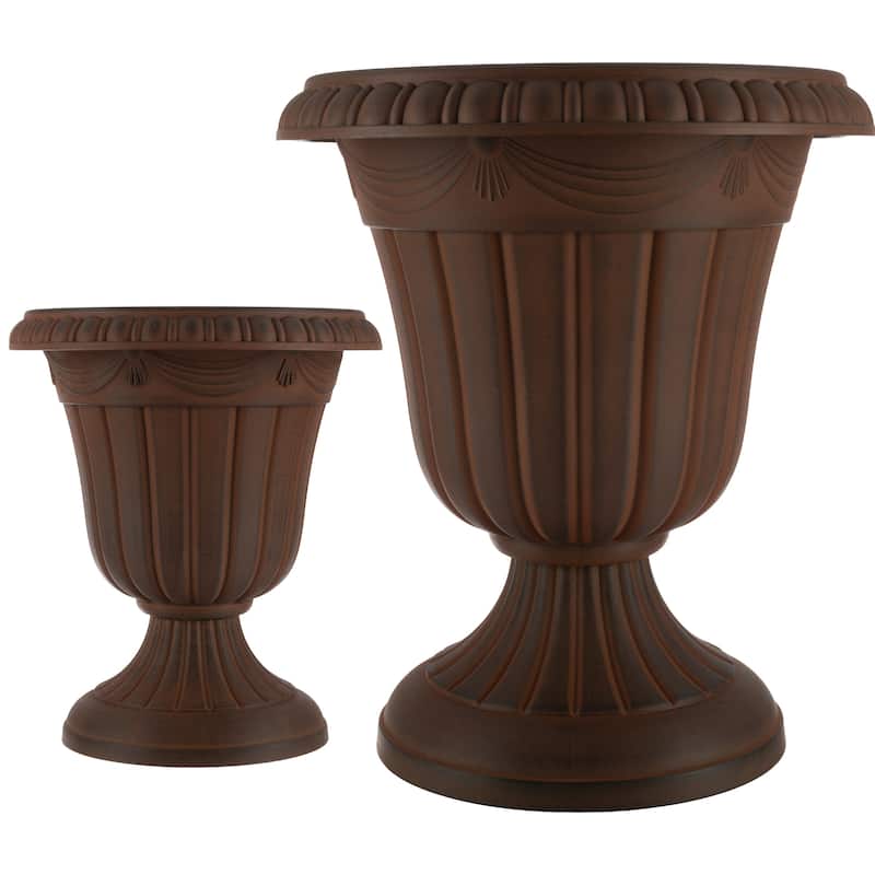 Pure Garden 16x18-Inch Outdoor Planter 2-Pack - Plastic Urn Planters