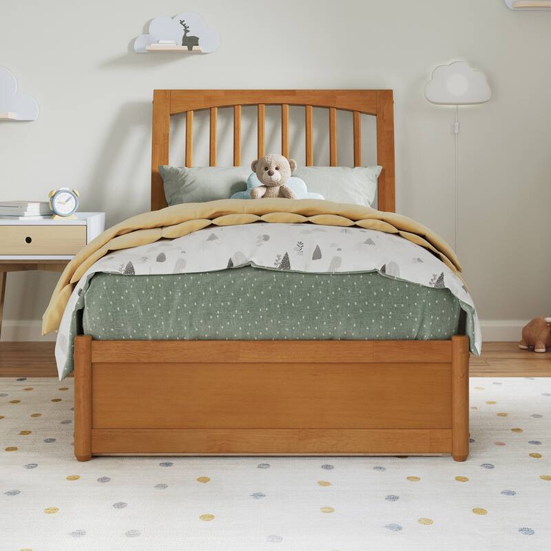 Roslyn Platform Bed with Panel Footboard and Twin Trundle
