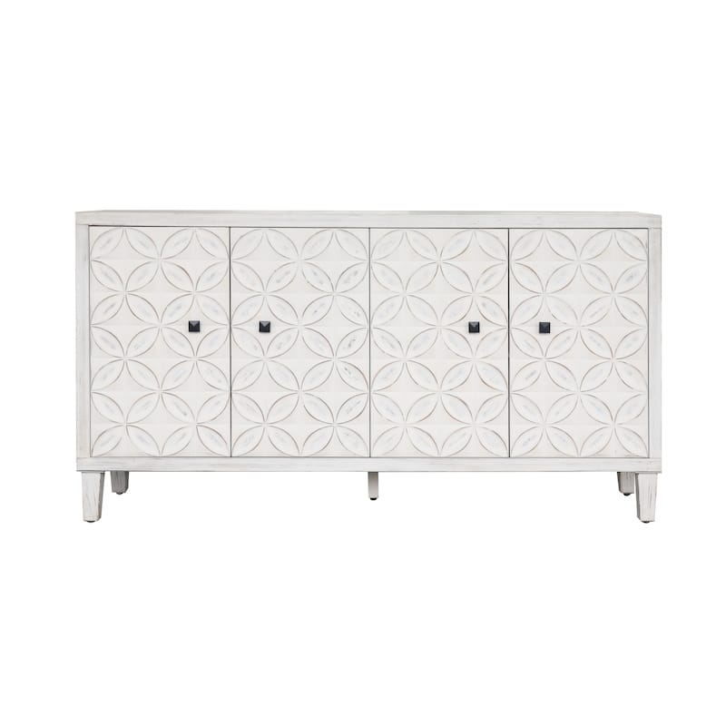 Wooden Accent Storage Cabinet White Washed Buffet Sideboard Side Cabinet