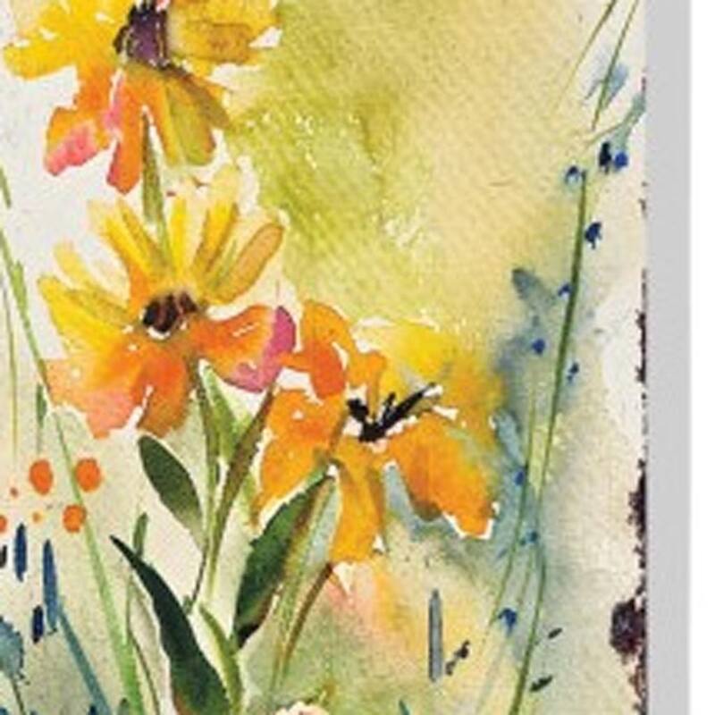 HomeRoots 30" Green Pink White And Yellow Solid Wood Wildflowers Garden Stake