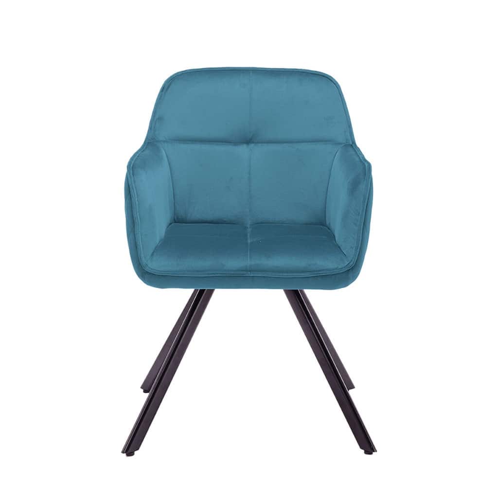 Modern Velvet Upholstered Armchair with Tufted Back and Metal Legs Dining or Accent Seating - 34.84”H x 23.62”W x 18.7”D