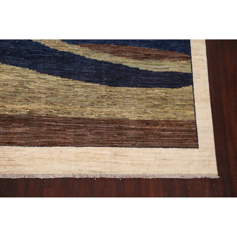 Contemporary Oriental Abstract Living Room Area Rug Wool Hand-knotted - 8'6" x 11'7"