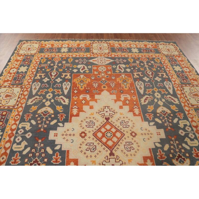 Geometric Kazak Area Rug Hand-Knotted Tribal Wool Carpet - 7'10"x 9'11"