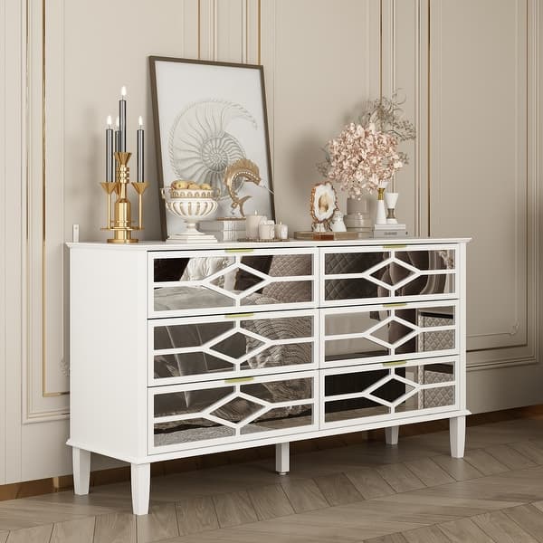 modern accent dresser 3 Drawer Dresser, Chest of Drawer with Decorative Mirror, Modern Accent Dresser with Wide Storage, Functional Organizer - Bed Bath & Beyond