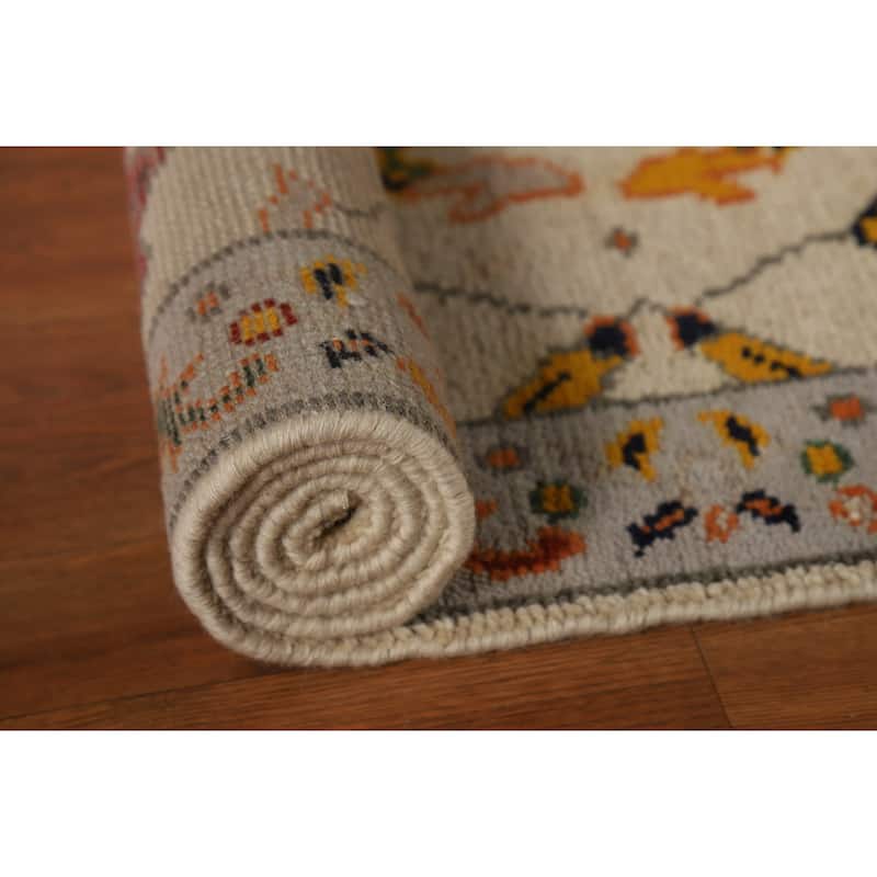 Floral Oushak Indian Foyer Rug Handmade Wool Carpet - 2'7"x 5'1"