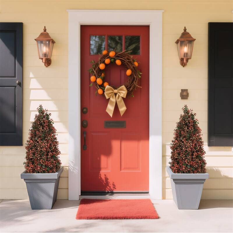 2-Pack 3FT Red Artificial Boxwood Topiary Trees
