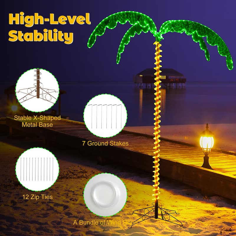 Gymax 7.5 FT Lighted Palm Tree w/332 LED Lights Holographic Trunk & - Multi - See Details