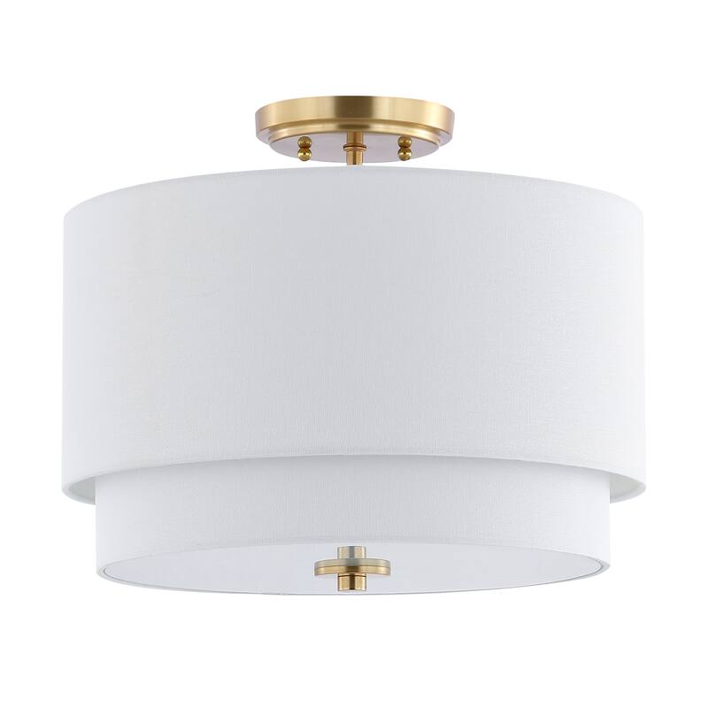 SAFAVIEH Lighting Stacia Flush Mount - 16" W x 10" D x 16" H - Gold Base/White - 16Wx10Dx16H